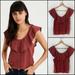 American Eagle Outfitters Tops | Aeo Terracotta Copper Rust Embroidered Eyelet Lace Ruffle Crop Blouse Tank Top | Color: Brown/Red | Size: Various