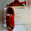 Burberry Shoes | Burberry Kids Velcro Shoes Sneakers Size 5 Us 35 Eu With Box | Color: Red | Size: 5bb