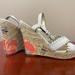 Coach Shoes | Coach Rare Justeen Off White Floral Leather Platform Espadrilles Size 8.5 | Color: Pink/Tan | Size: 8.5
