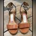 Coach Shoes | Coach New York Pexton Ginger Black Leather Open Toe Sandals Heels | Color: Black/Brown | Size: 6.5