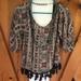 American Eagle Outfitters Tops | American Eagle S Boho Cold Shoulder Tassels Blouse Top Retro Floral Loose Fit | Color: Gray/Orange | Size: S