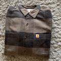 Carhartt Shirts | Carhartt Shirt Jac Rare Fleece Lining Pockets Outside And Inside Mens Size L | Color: Black/Gray | Size: L