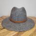 Free People Accessories | Free People Gray Wool Fedora Hat Tan Leather Band Adjustable One Size | Color: Gray/Tan | Size: Os