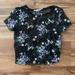 Urban Outfitters Tops | Black Sheer Floral Embroidered Crop Top Urban Outfitters Size S | Color: Blue/Purple | Size: S