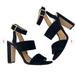 J. Crew Shoes | J. Crew Suede Black Leather Block Sandals Heels - Size: 8 | Color: Black | Size: 8