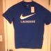Nike Shirts | New Nike Lacrosse "Swoosh Lacrosse Tee" Men's Blue White T-Shirt 2xl Po21599 | Color: Blue/White | Size: Xxl