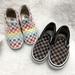 Vans Shoes | 2 Vans Rainbow - Black & Brown Checkerboard Slip-On Shoes. | Color: Black/White | Size: 1bb
