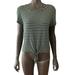 American Eagle Outfitters Tops | American Eagle Shirt Tie Front Green And White Striped Short Sleeve Womens Large | Color: Green | Size: L