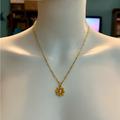 Coach Jewelry | Coach Mini Orange Enamel Crystal Flower Pendant 18k/.925 Sterling Necklace | Color: Gold/Orange | Size: Necklace Measures 18” In Length