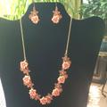 Nine West Jewelry | J325. Nine West Floral Necklace And Earrings Set | Color: Gold/Orange | Size: Os