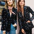 Anthropologie Jackets & Coats | Anthropologie Ett:Twa Blooming Velvet Blazer Womens Size 8 Floral Blazer | Color: Black/Blue | Size: 8