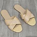 J. Crew Shoes | J.Crew Cora Gold Glitter Criss-Cross Sparkly Slides Sandals 8m | Color: Gold | Size: 8