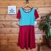 Lularoe Dresses | Lularoe Nwt Amelia Midi Dress Pockets Fit Flare Pleated Zip Colorblock Sz Xl | Color: Green/Red | Size: Xl