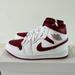 Nike Shoes | Nike Air Jordan 1 Mid White/White/Pomegranate - Us 7 | Color: Red/White | Size: 7