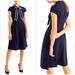 J. Crew Dresses | J.Crew Bow Tie Cap Sleeve 365 Crepe Dress In Navy Blue And White - Size 6 | Color: Blue/White | Size: 6