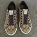 Coach Shoes | Coach Ladies Brown & Tan With Leather Detail Slip On Sneaker. Size 7.5 | Color: Brown/Tan | Size: 7.5