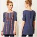 Anthropologie Tops | Anthro Akemi & Kin Blue Print Seva Tunic With Pink Embroidery Details | Color: Blue | Size: S