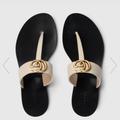 Gucci Shoes | Gucci Thong Sandals. 2 Pair 1977 Gucci Sneakers. Leather & Canvas Women’s Gucci | Color: Cream | Size: 8