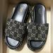 Gucci Shoes | Gucci Black Denim Gg Monogram Angelina Platform Slide Sandals 37 Black Ivory | Color: Black | Size: 37eu
