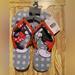 Disney Shoes | 3 /$15 Disney Kissing Minny And Mickey Flip Flops Women’s Size 10 .Nwt | Color: Gray/Red | Size: 10