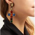 Gucci Jewelry | Authentic Gucci Enamelled Cross Clip Earrings | Color: Green/Red | Size: Os