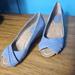 Giani Bernini Shoes | Giani Bernini Rivey Womens Size 5.5 M Vintage Jeans Suede Wedge Open Toe Shoes | Color: Blue/Tan | Size: 5.5