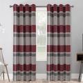 always4u 100% Blackout Curtains Check Eyelet Curtain Bedroom Tartan Curtains Plaid Woven Brushed Cheque Pair of Highland Woolen Look Window Treatment for Living Room Red And Beige 66 * 72 Inches
