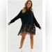 Free People Dresses | Free People Dresses|Free People Black Floral Long Sleeve Mini Dress/Size M | Color: Black | Size: M