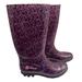 Disney Shoes | Disney Descendants Girl Knee High Rubber Rain Boots Size 5 Purple Black | Color: Purple | Size: 5bb