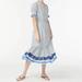 J. Crew Dresses | J. Crew Euc Ferris Cotton Printed Midi Tiered Short Sleeve Dress Sz Small | Color: Blue/White | Size: S