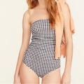 J. Crew Swim | J Crew One Piece Ruched Bandeau One Piece Swimsuit Gingham | Color: Black/White | Size: 6