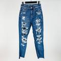 American Eagle Outfitters Jeans | American Eagle Mom Jean Distressed High Rise Relaxed Jean Denim | Color: Blue | Size: 2