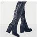 Free People Shoes | Free People Estates Leather Thigh High Boots Soft Black Size 37 Htf | Color: Black/Gray | Size: 6.5