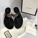 Gucci Shoes | Gucci Flat Maramont Gg Leather Thong Sandals Womens Size 38.5 W/Box-Dust Bag Euc | Color: Black | Size: 8.5