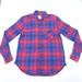 American Eagle Outfitters Tops | American Eagle Outfitters Boyfriend Shirt Women's Small Red/Blue Plaid Button-Up | Color: Red | Size: S