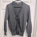 J. Crew Sweaters | J Crew Lightweight Ruffle Cardigan Sweater Button Front V-Neck Charcoal Gray Med | Color: Gray | Size: M