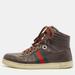 Gucci Shoes | Gucci Brown Guccissima Leather Web High Top Sneakers Size 40 | Color: Brown | Size: 40