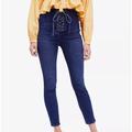 Free People Jeans | Free People High-Rise Lace-Up Jeggings | Color: Blue | Size: 27