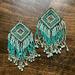 Anthropologie Jewelry | Anthropologie Seed Bead Statement Turquoise Fringe Post Earrings Beautiful | Color: Gold | Size: Os