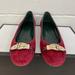 Gucci Shoes | Gucci Equestrian Horsebit Red Velvet Gold Buckle Flats Shoes Women's Size 6 B | Color: Red | Size: 6