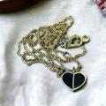 Kate Spade Jewelry | Kate Spade Black Enamel Gold Tone Heart Shape Pendant Necklace Retired Retail$68 | Color: Black/Gold | Size: Os