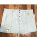 Disney Skirts | Bnwt Disney 2x Denim Blue With Mickey Mouse Patches Button Down Front Mini Skirt | Color: Blue | Size: 2x