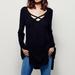 Free People Sweaters | Free People Black Long Sleeve Criss Cross Tunic Sweater Top | Color: Black | Size: Xs