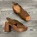 American Eagle Outfitters Shoes | American Eagle Brown Chunky Heel Platform Sandals Clogs | Color: Brown | Size: 6