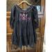 Free People Dresses | Free People Tunic Sunbeams Black Embroidered Off Shoulder Mini Dress Nwot Sz Xs | Color: Black/Red | Size: Xs