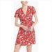 J. Crew Dresses | J. Crew Red Floral Short Sleeve Wrap Dress Size 8 | Color: Red/White | Size: 8