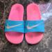 Nike Shoes | Girls Nike Slides | Color: Blue/Pink | Size: 4g