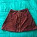 Free People Skirts | Free People Velor Zip Front Mini Skirt | Color: Brown/Red | Size: 0