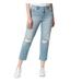 Jessica Simpson Jeans | Jessica Simpson Womens Blue Denim Slim Raw Hem Crop High Waist Jeans 31 | Color: Blue | Size: 31w