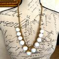 J. Crew Jewelry | Jcrew White Balls And Gold Tone Charm 26” With 4” Extension Stunning Necklace | Color: Gold/White | Size: Os
